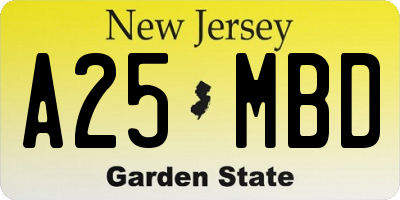 NJ license plate A25MBD