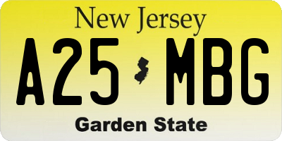 NJ license plate A25MBG