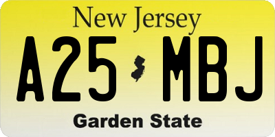 NJ license plate A25MBJ