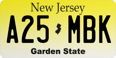 NJ license plate A25MBK