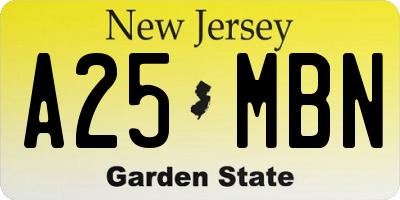 NJ license plate A25MBN