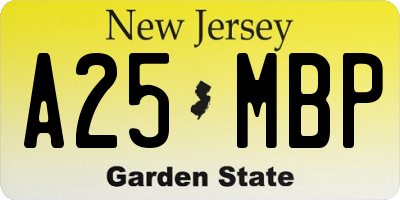 NJ license plate A25MBP