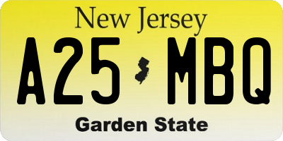 NJ license plate A25MBQ