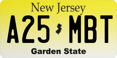 NJ license plate A25MBT