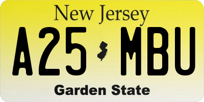 NJ license plate A25MBU