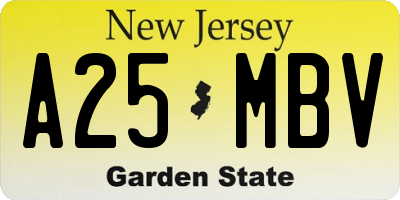 NJ license plate A25MBV