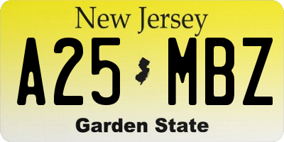 NJ license plate A25MBZ
