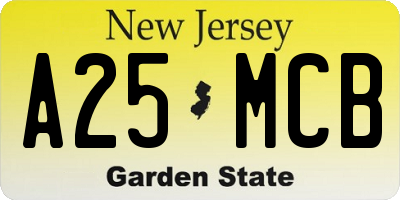 NJ license plate A25MCB