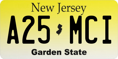 NJ license plate A25MCI