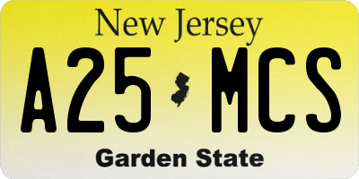 NJ license plate A25MCS