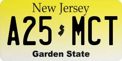 NJ license plate A25MCT