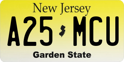NJ license plate A25MCU