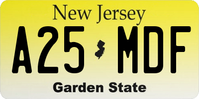NJ license plate A25MDF