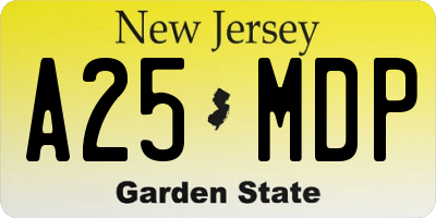 NJ license plate A25MDP