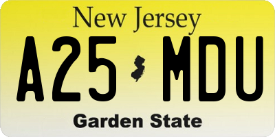 NJ license plate A25MDU