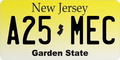 NJ license plate A25MEC