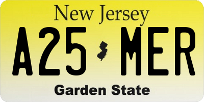 NJ license plate A25MER