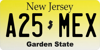 NJ license plate A25MEX