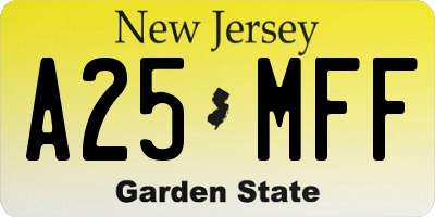NJ license plate A25MFF