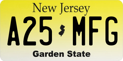NJ license plate A25MFG
