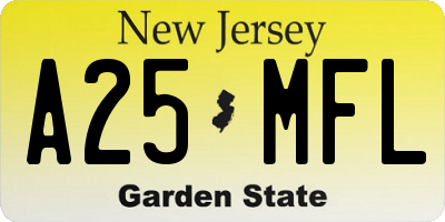 NJ license plate A25MFL