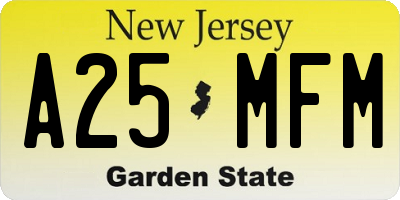 NJ license plate A25MFM