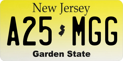 NJ license plate A25MGG