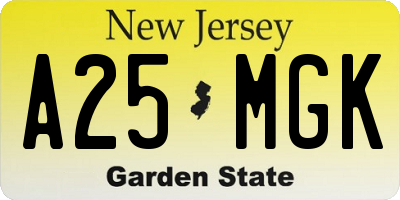NJ license plate A25MGK