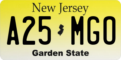 NJ license plate A25MGO