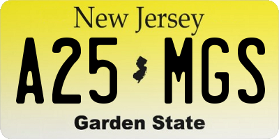 NJ license plate A25MGS
