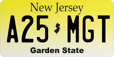 NJ license plate A25MGT