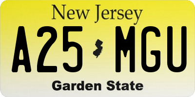 NJ license plate A25MGU