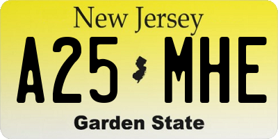 NJ license plate A25MHE