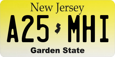 NJ license plate A25MHI