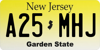 NJ license plate A25MHJ