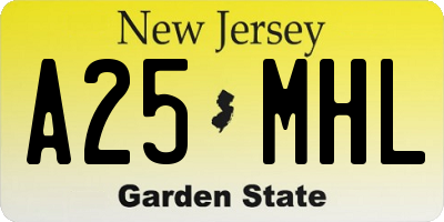 NJ license plate A25MHL