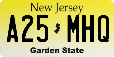 NJ license plate A25MHQ