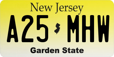 NJ license plate A25MHW
