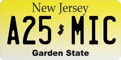 NJ license plate A25MIC