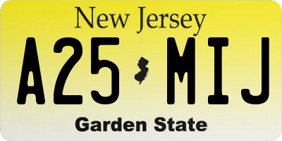 NJ license plate A25MIJ