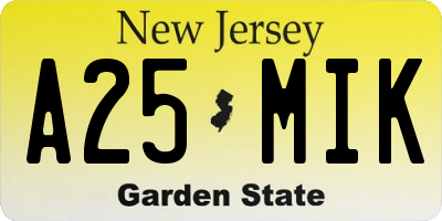 NJ license plate A25MIK