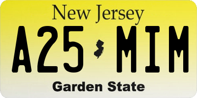 NJ license plate A25MIM