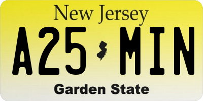 NJ license plate A25MIN