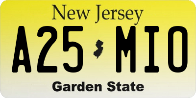 NJ license plate A25MIO