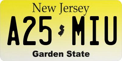 NJ license plate A25MIU