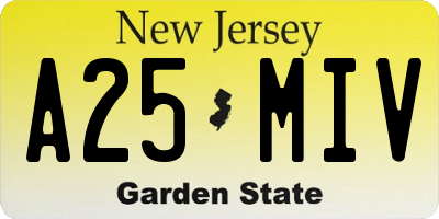 NJ license plate A25MIV