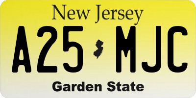 NJ license plate A25MJC
