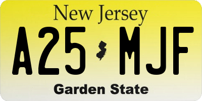 NJ license plate A25MJF