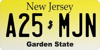 NJ license plate A25MJN