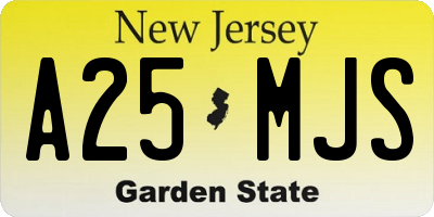 NJ license plate A25MJS